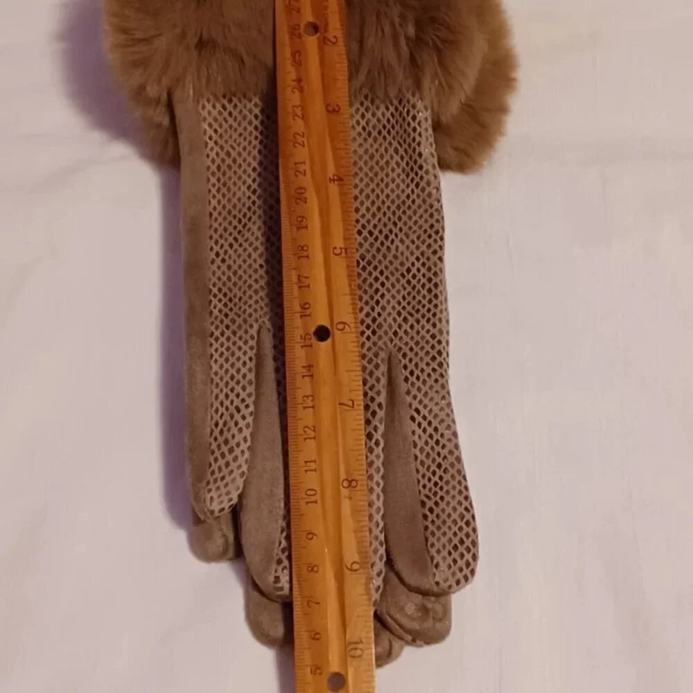 Snakeskin Print Touchscreen Gloves Faux Fur Trim Polyester